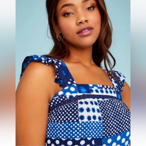 Lane Bryant Plus Size 16 Boho
Strapless Blue Patchwork Maxi Dress
Size 16 NWT - Picture 3 of 13